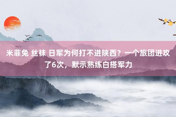 米菲兔 丝袜 日军为何打不进陕西？一个旅团进攻了6次，默示熟练白搭军力